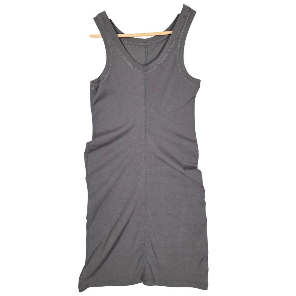 V-Neck Fitted Mini Tank Dress Women L Gray GOOD Neutral Contemporary Layering